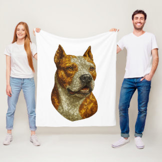 Pitbull Dog Portrait Fleece Deken