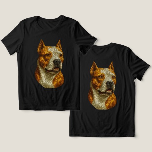 Pitbull Dog Portrait Tri-Blend Shirt (Ontwerp Voorkant & Achterkant)