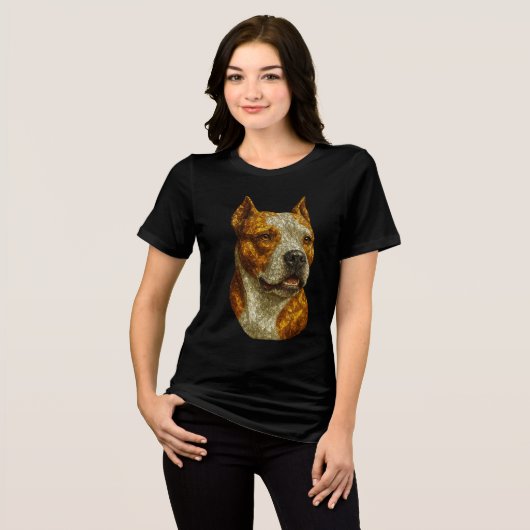 Pitbull Dog Portrait Tri-Blend Shirt (Voorkant volledig)