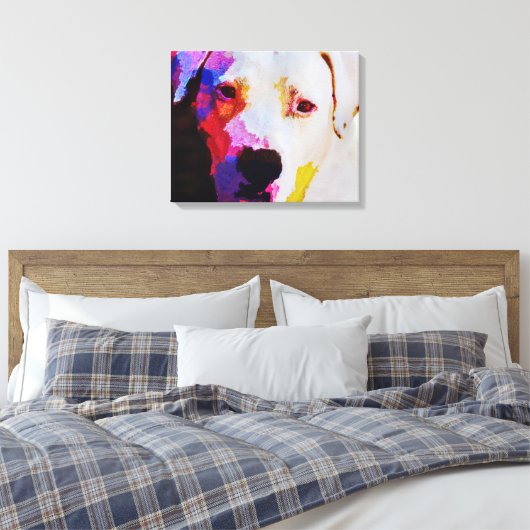 Pitbull Dog Portret Canvas Art Print (Insitu (Slaapkamer))