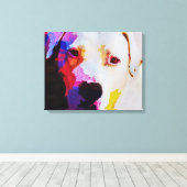 Pitbull Dog Portret Canvas Art Print (Insitu (Houten vloer))