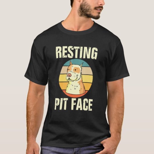 Pitbull Dog Rustende Pit Gezicht Retro Dog T-shirt (Voorkant)