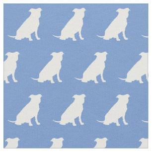 Pitbull Dog Silhouette Pit Bull Light Blue Stof