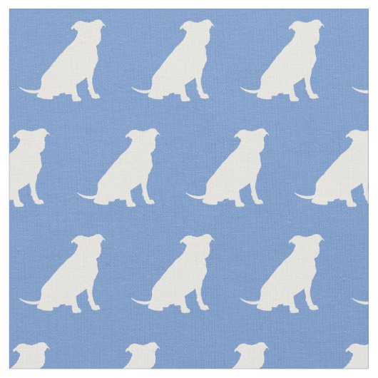 Pitbull Dog Silhouette Pit Bull Light Blue Stof (Close Up)