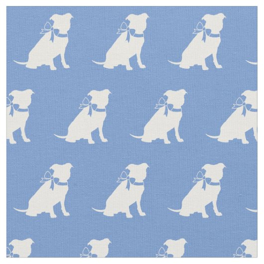 Pitbull Dog Silhouette Pit Bull Light Blue Stof (Close Up)