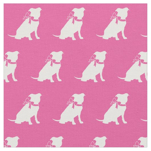 Pitbull Dog Silhouette Pit Bull Roze Stof (Close Up)