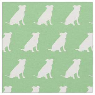 Pitbull Dog Silhouette Pit Bull Sage Green Stof