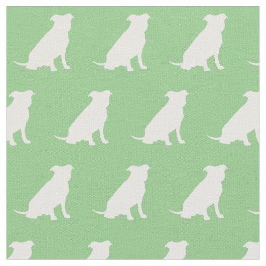 Pitbull Dog Silhouette Pit Bull Sage Green Stof (Close Up)