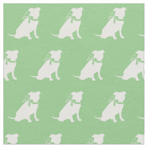 Pitbull Dog Silhouette Pit Bull Sage Green Stof
