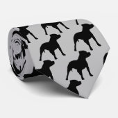 Pitbull Dog Silhouette Stropdas (Opgerold)