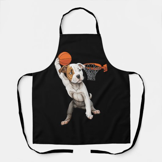  Pitbull Dog Spelen Basketbal Hondensport Schort (Voorkant)