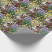 Pitbull Dog Spring Bloemen Schilderen Cadeaupapier (Hoek)