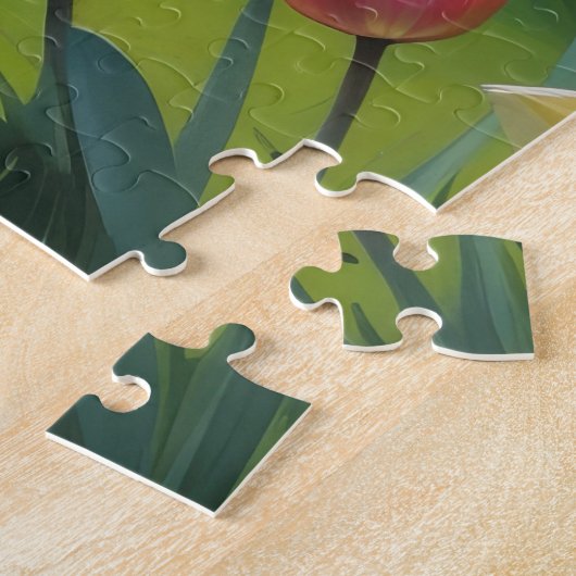 Pitbull Dog Spring Bloemen Schilderen Legpuzzel (Zijkant)