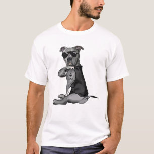 Pitbull Dog Tattoo I Love Dad - Vaderdag T-shirt