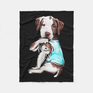 Pitbull Dog Tattoo I Love Mam Moederdag Lover Fleece Deken