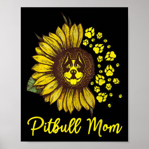 Pitbull Dog Tattoo I Love Mom Getatoeëerd Lover Mo Poster