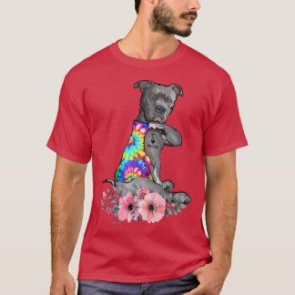 Pitbull Dog Tattoo I Love Mom Mother's Day Gift  T-shirt
