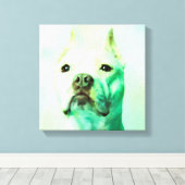 Pitbull Dog Water Kleur Portret Kunst Canvas Afdruk (Insitu (Houten vloer))