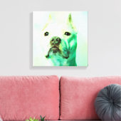 Pitbull Dog Water Kleur Portret Kunst Canvas Afdruk (Insitu (Woonkamer))