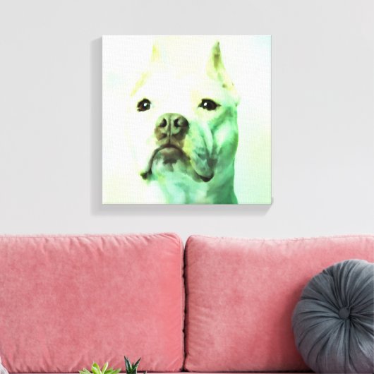 Pitbull Dog Water Kleur Portret Kunst Canvas Afdruk (Insitu (Woonkamer))