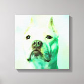 Pitbull Dog Water Kleur Portret Kunst Canvas Afdruk (Voorkant)