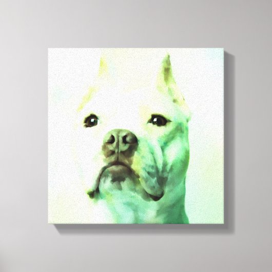 Pitbull Dog Water Kleur Portret Kunst Canvas Afdruk (Voorkant)