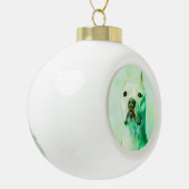 Pitbull Dog Water Kleur Portret Kunst Keramische Bal Ornament (Links)