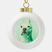Pitbull Dog Water Kleur Portret Kunst Keramische Bal Ornament (Voorkant)
