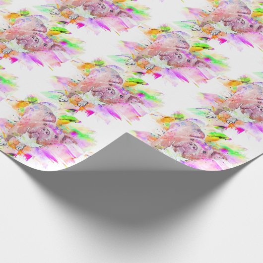 Pitbull Dog Waterverf Art Cadeaupapier (Hoek)