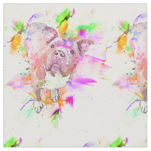 Pitbull Dog Waterverf Art Stof