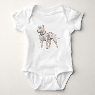 Pitbull Dog Waterverf Schets Romper