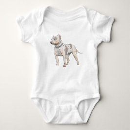 Pitbull Dog Waterverf Sketch Romper