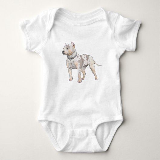 Pitbull Dog Waterverf Sketch Romper (Voorkant)
