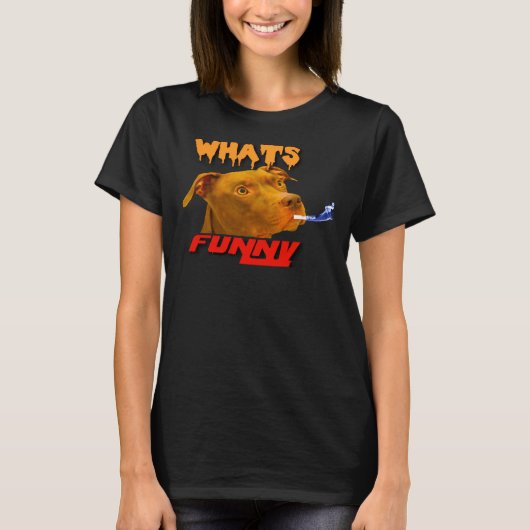 Pitbull Dog Whats Grappig T-shirt (Voorkant)