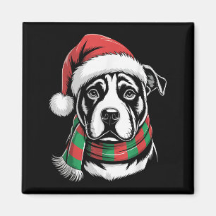 Pitbull Dog Xmas Santa Hat Sjaal Kerstkostuum Magneet