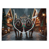 Pitbull Dogs Christmas Snow Holiday Groot Cadeauzakje (Voorkant)