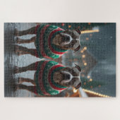 Pitbull Dogs Christmas Snow Holiday Legpuzzel (Horizontaal)