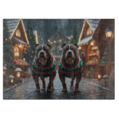 Pitbull Dogs Christmas Snow Holiday Snijplank (Voorkant)