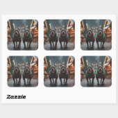 Pitbull Dogs Christmas Snow Holiday Vierkante Sticker (Vel)