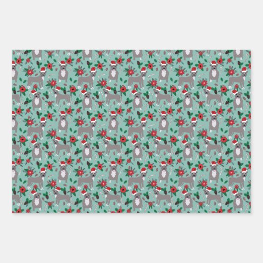 Pitbull Dogs Kerstfeestdag Inpakpapier Vel (Voorkant 2)