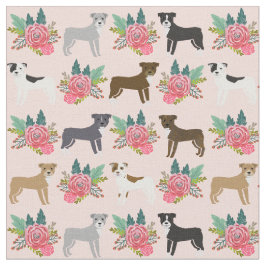 Pitbull Dogs roze florals Stof