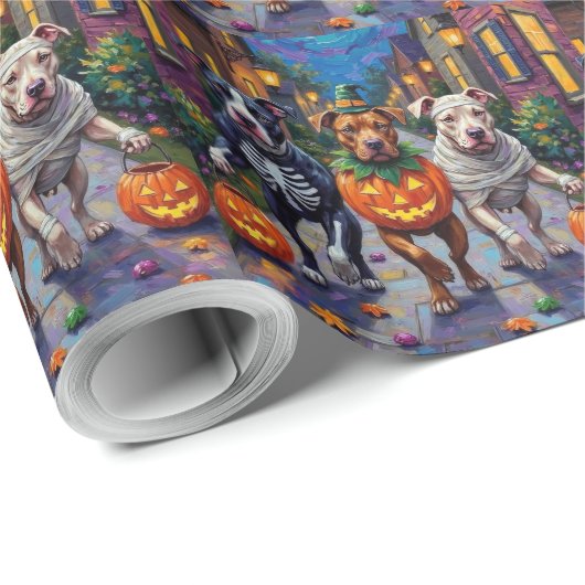 Pitbull Dogs Trick-or-Treating Halloween kostuums Cadeaupapier (Rol Hoek)