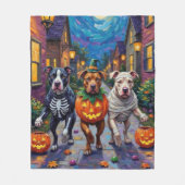Pitbull Dogs Trick-or-Treating Halloween kostuums Fleece Deken (Voorkant)