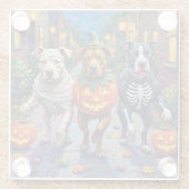 Pitbull Dogs Trick-or-Treating Halloween kostuums Glazen Onderzetter (Achterkant)
