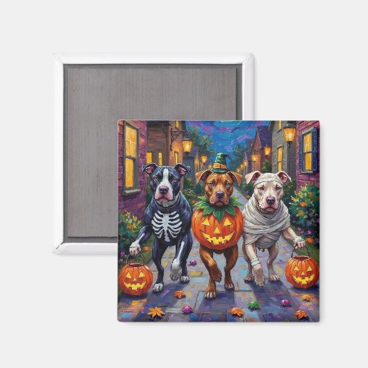 Pitbull Dogs Trick-or-Treating Halloween kostuums Magneet (Voorkant / Achterkant)