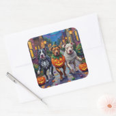 Pitbull Dogs Trick-or-Treating Halloween kostuums Vierkante Sticker (Envelop)