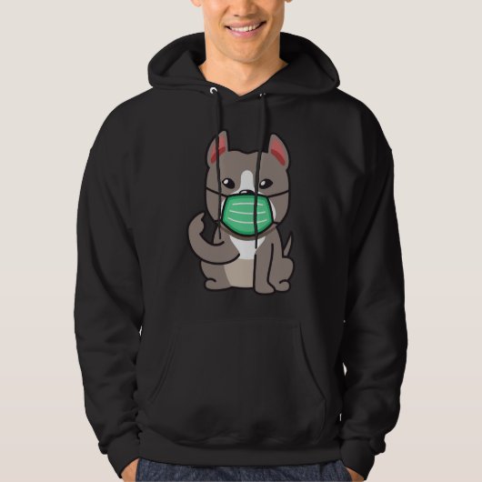 Pitbull draagt mondkapjes hoodie (Voorkant)