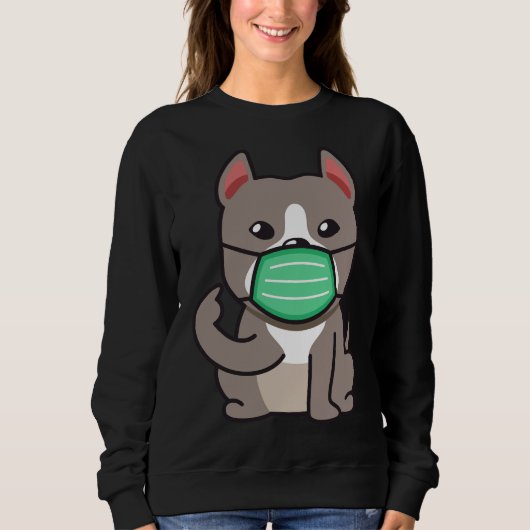 Pitbull draagt mondkapjes trui (Voorkant)