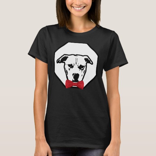Pitbull Dragen Rode Bowtie Knap Hondenras T-shirt (Voorkant)