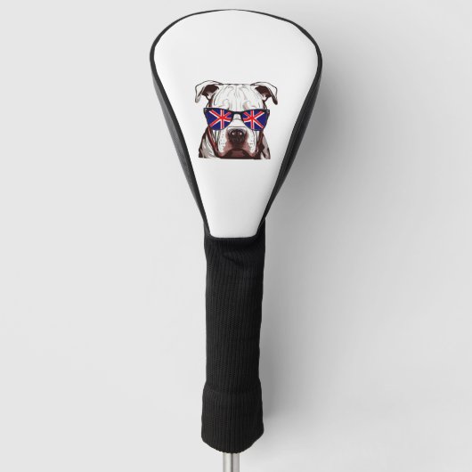 Pitbull Dragen Union Jack Zonnebril Golfheadcover (Voorkant)